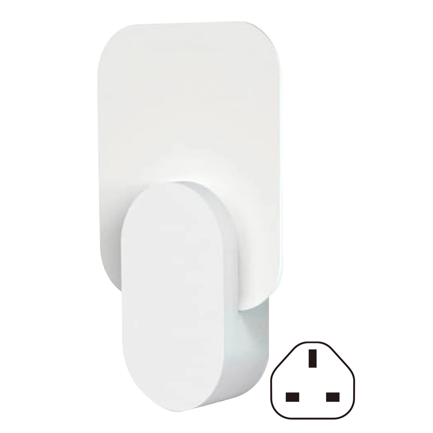 White night light with UK plug socket icon on a white background