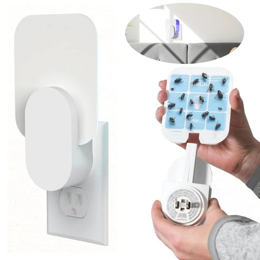 Insect trap with power outlet and hand holding it