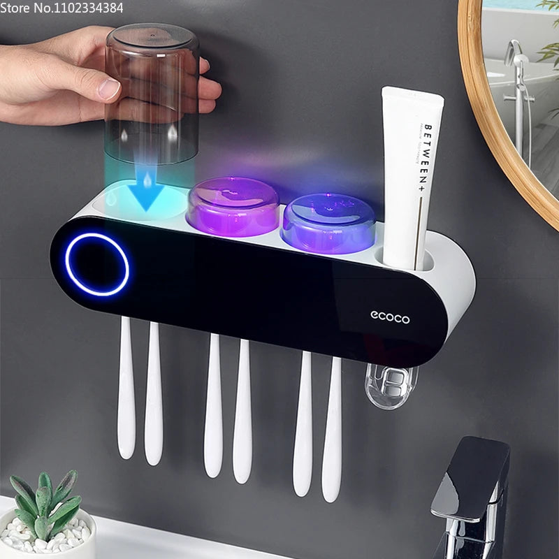 Intelligent toothbrush sanitization and toothbrush holder rack